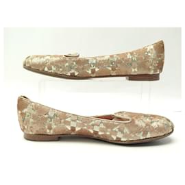 Dior-CHRISTIAN DIOR SHOES LOAFERS SLIPPERS 39 SEQUINS CANNAGE FLAT SHOES-Golden