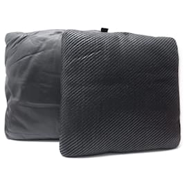 Hermès-SET OF 2 HERMES SMOOTH LEATHER PILLOWS & BLACK INTERLACE 50CM-Black