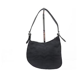 Fendi-FENDI OYSTER 8BR248 HAND BAG SHOULDER POUCH BLACK CANVAS PURSE-Black