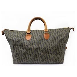 Christian Dior-VINTAGE CHRISTIAN DIOR OBLIGUE GREEN 60 LEATHER TRAVEL BAG-Khaki