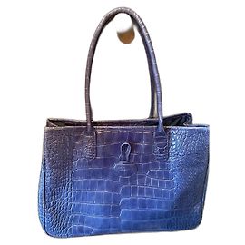 Bolsa de mão Longchamp Roseau em couro azul Azul