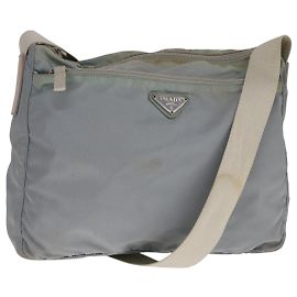 PRADA Shoulder Bag Nylon Light Blue Gray Silver Auth bs21902 Brown Silvery Light blue