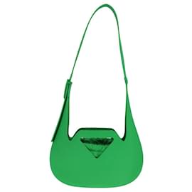 Autre Marque-BOTTEGA VENETA Triangle Punch Shoulder Bag Rubber Green Auth 108918-Green