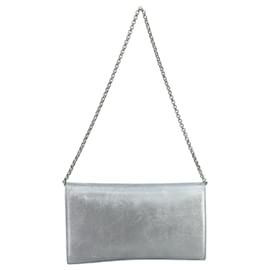 Autre Marque-TIFFANY&Co. Chain Shoulder Bag Leather Silver Auth 110794-Silvery