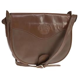 Autre Marque-Burberrys Shoulder Bag Leather Brown Silver Auth bs21793-Brown,Silvery