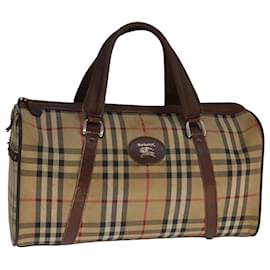 Autre Marque-Burberrys Nova Check Boston Bag Canvas Leather Beige Brown gold Auth bs21797-Brown,Beige,Golden
