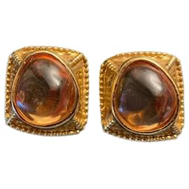 Yves Saint Laurent-Vintage Yves Saint Laurent earrings-Orange,Gold hardware