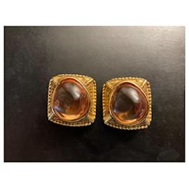 Yves Saint Laurent-Vintage Yves Saint Laurent earrings-Orange,Gold hardware