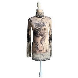 Tattoo-Kleid von Jean Paul Gaultier Beige