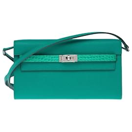Hermès-HERMES Kelly to go Bag in Green Leather - 102486-Green