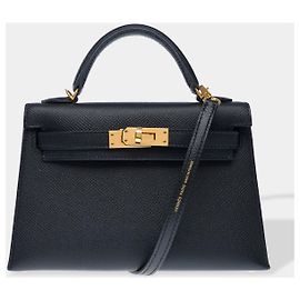 Hermès HERMES Kelly Mini Bag in Black Leather - 102473 Black
