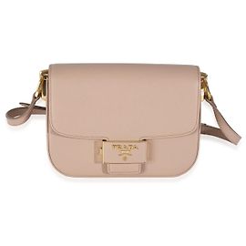 Bolso de Hombro Prada Cipria Saffiano Lux Embleme Rosa Beige