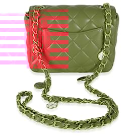 Chanel-Chanel Red Quilted Lambskin Coco Pins Mini Flap Bag-Pink