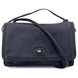 Autre Marque-Black Leather Small Mini Messenger Crossbody Bag-Black