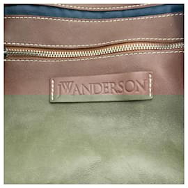 JW Anderson-J.W.Anderson Leather-Trimmed Logo-Printed Tote in Blue Canvas-Blue
