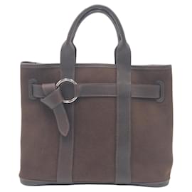 Hermès-Hermes Canvas Petit Ceinture PM Tote Bag-Brown