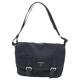 Prada-Prada Nylon Tessuto Triangle Logo Shoulder Bag-Black