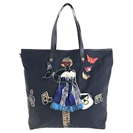 Prada-Prada Nylon Robot Collection Tote Bag-Black