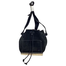 Sac seau à cordon Altuzarra en daim noir Noir