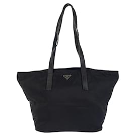 Prada-Prada Nylon Tessuto Logo Tote Bag-Black