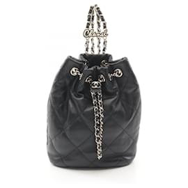 Chanel-Chanel Lambskin Coco Mark Backpack Black-Black