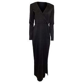 Das Maxi-Kleid Pre Fall 2011 von The Row mit Schlitz aus schwarzem Polyester Schwarz