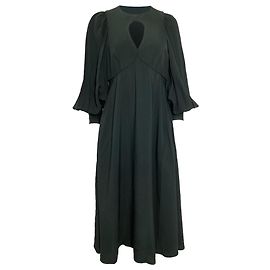 Vestido midi em crepe com mangas bufantes Keyhole Zimmermann em viscose verde Verde