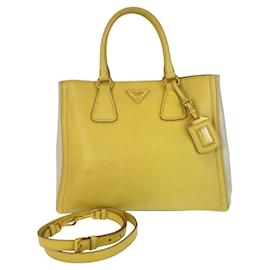 Prada-Prada Saffiano Leather Handbag-Yellow