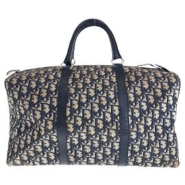 Borsa Boston in tela e pelle Trotter vintage Dior Blu