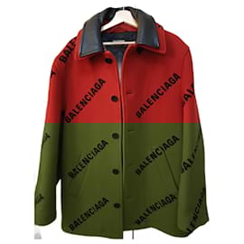 Balenciaga-Balenciaga all-over coat in wool and cashmere-Red
