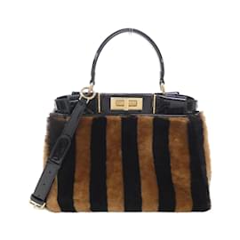 Fendi-Fendi Peekaboo 8BN290 A9Y2 Handbag-Brown,Black