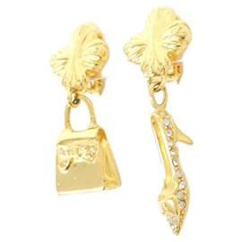 Fendi-Fendi Clear and Gold Clip Earrings-Golden,Other