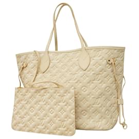 Louis Vuitton-Louis Vuitton Monogram Empreinte Neverfull MM Tote Bag-Beige