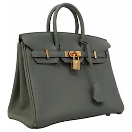 Hermès-Sac à main Hermes Kelly 25 en cuir Togo Etain-Gris