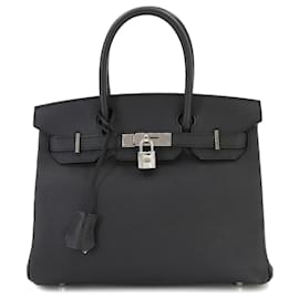 Hermès-Hermes Birkin 30 Handbag in Black Epsom Leather-Black