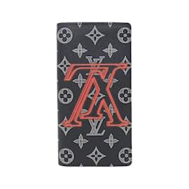 Louis Vuitton-Louis Vuitton Monogram Ink Portefeuille Brazza Wallet-Red,Blue,Coral,Monogram