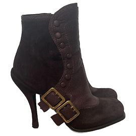 Christian Dior Spy Ankle Boots Brown Suede Brown