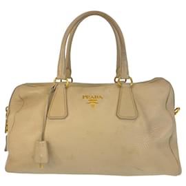 Prada-Prada Leather Handbag Beige Gold Hardware-Beige