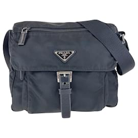 Prada-Prada Nylon Tessuto Triangle Logo Shoulder Bag-Black