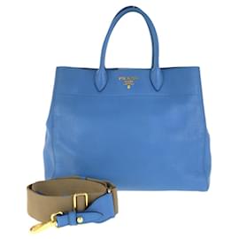 Prada-Prada Vitello Daino Leather Tote Bag-Blue