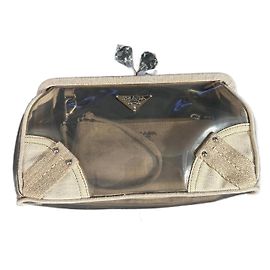 Prada Transparent Nylon Clutch Bag with Canvas Zip Pocket Other