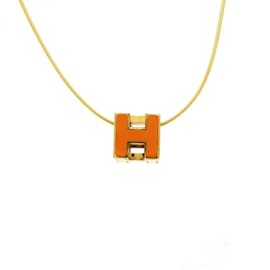 Hermès-Hermes Cage d'Ache H Cube Necklace-Orange