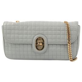 Borsa Céline Sully Medium Chain in pelle grigia Grigio