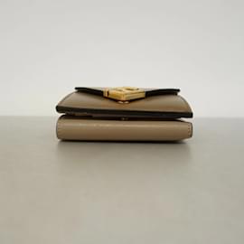 Fendi-Fendi Tri-fold Wallet in Beige Leather-Beige