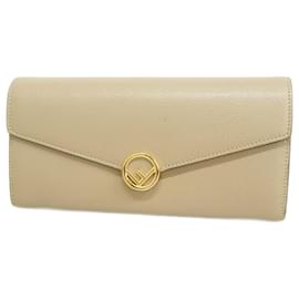 Fendi-Fendi Beige Leather Long Wallet-Beige