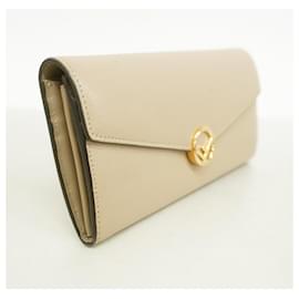 Fendi-Fendi Beige Leather Long Wallet-Beige