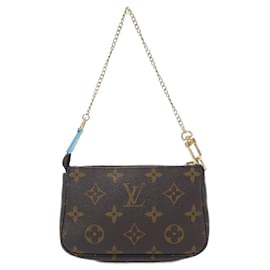 Louis Vuitton-Mini Pochette Acessórios Monograma Louis Vuitton-Marrom,Monograma