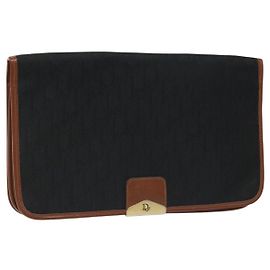 Christian Dior Trotter Canvas Shoulder Bag Black Auth ti2735 Black
