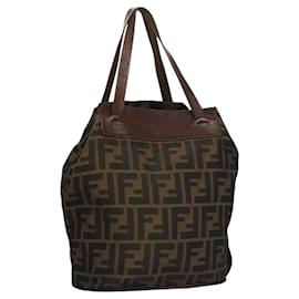 Fendi-FENDI Zucca Canvas Hand Bag Nylon Brown Khaki Auth ti2667-Brown,Khaki