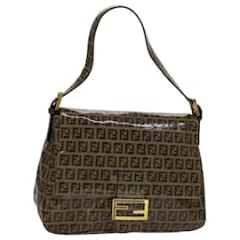 Fendi-FENDI Zucchino Canvas Mamma Baguette Shoulder Bag Beige Auth yk17049A-Beige